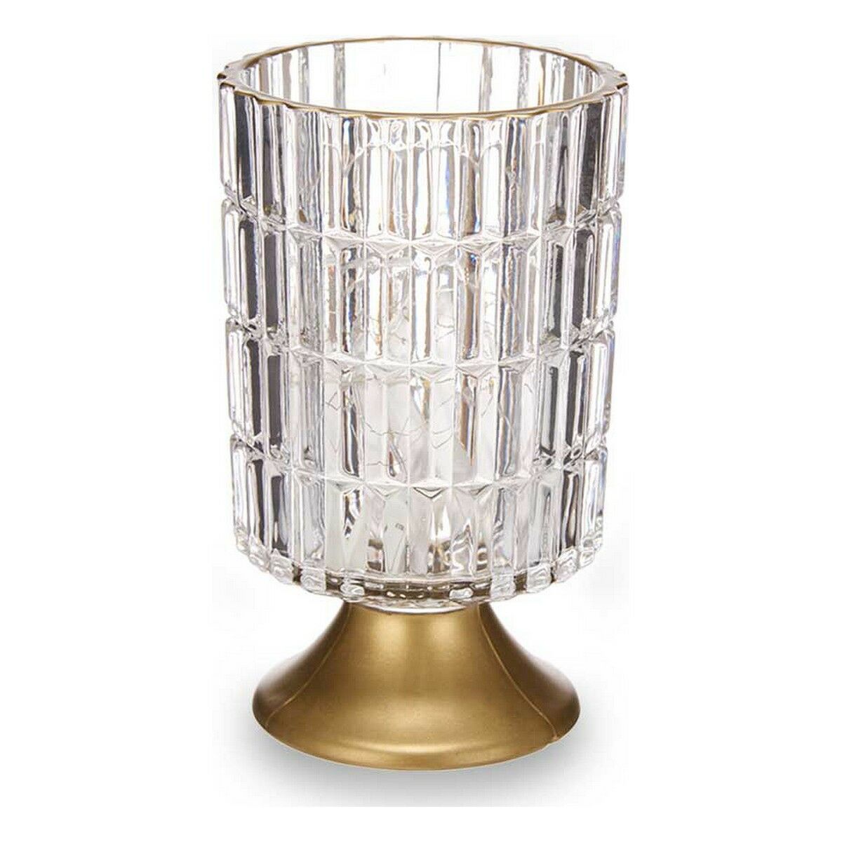 LED-lykta Gift Decor Transparent Gyllene Metall Glas 10,7 x 18 x 10,7 cm
