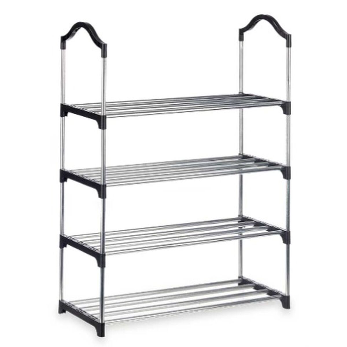 Skoställ 4 Hyllor 76 x 26 x 58 cm Silvrig Svart Metall (6 antal) - 5