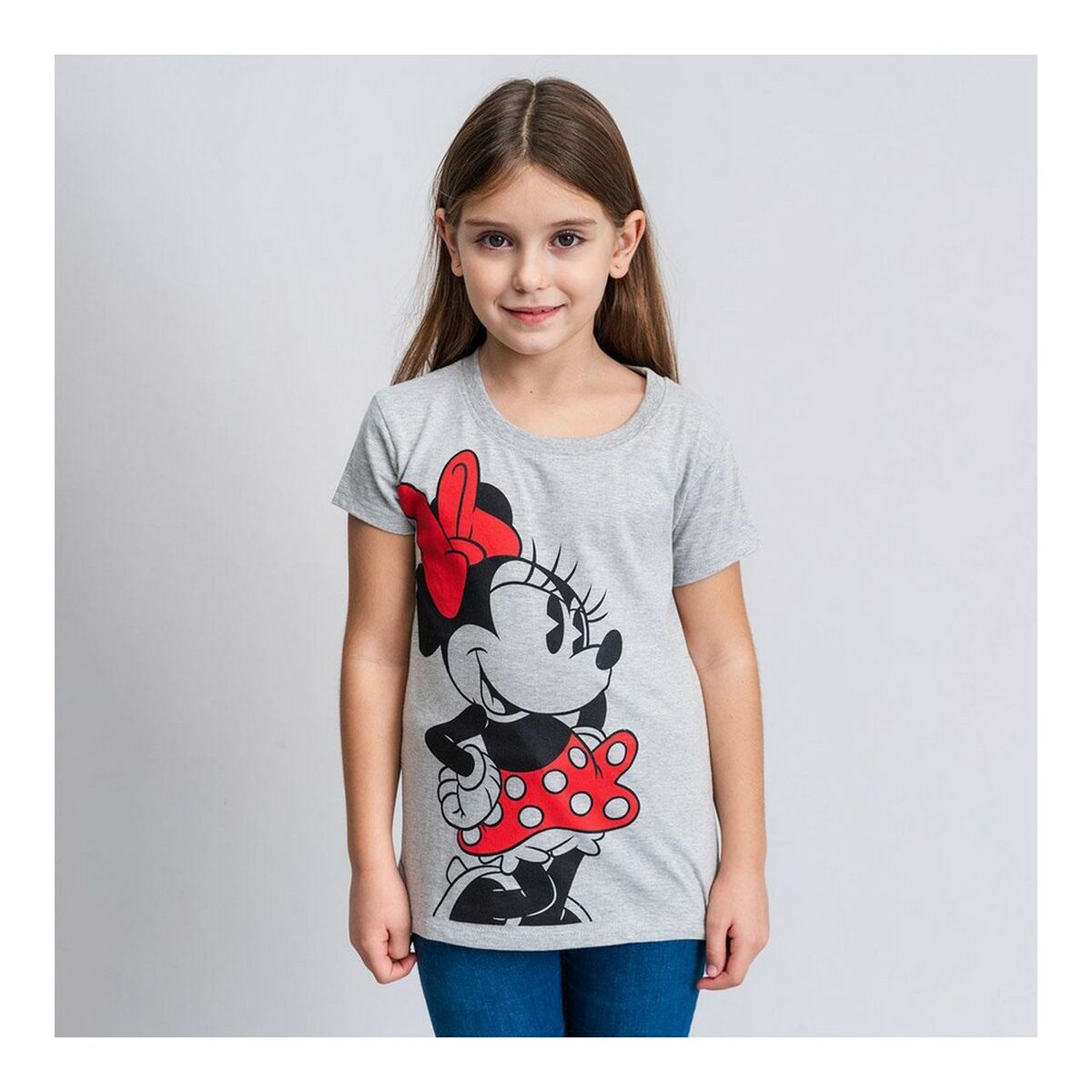 Barn T-shirt med kortärm Minnie Mouse Grå - 2