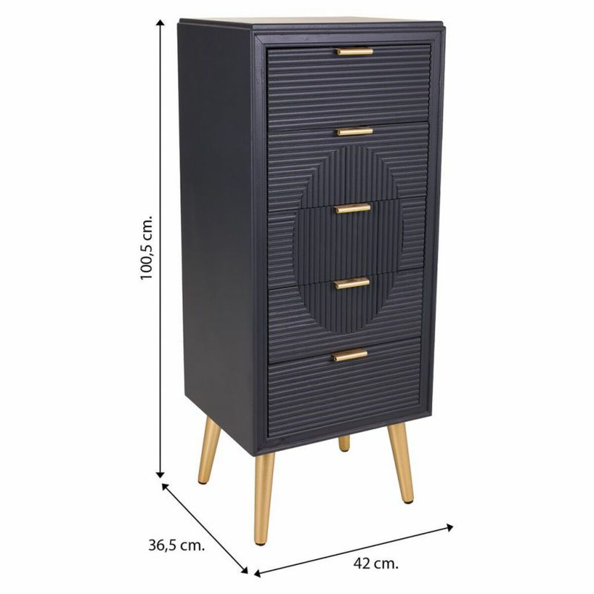Kommod Alexandra House Living Gyllene Mörkgrå Trä MDF 36 x 100 x 42 cm - 8