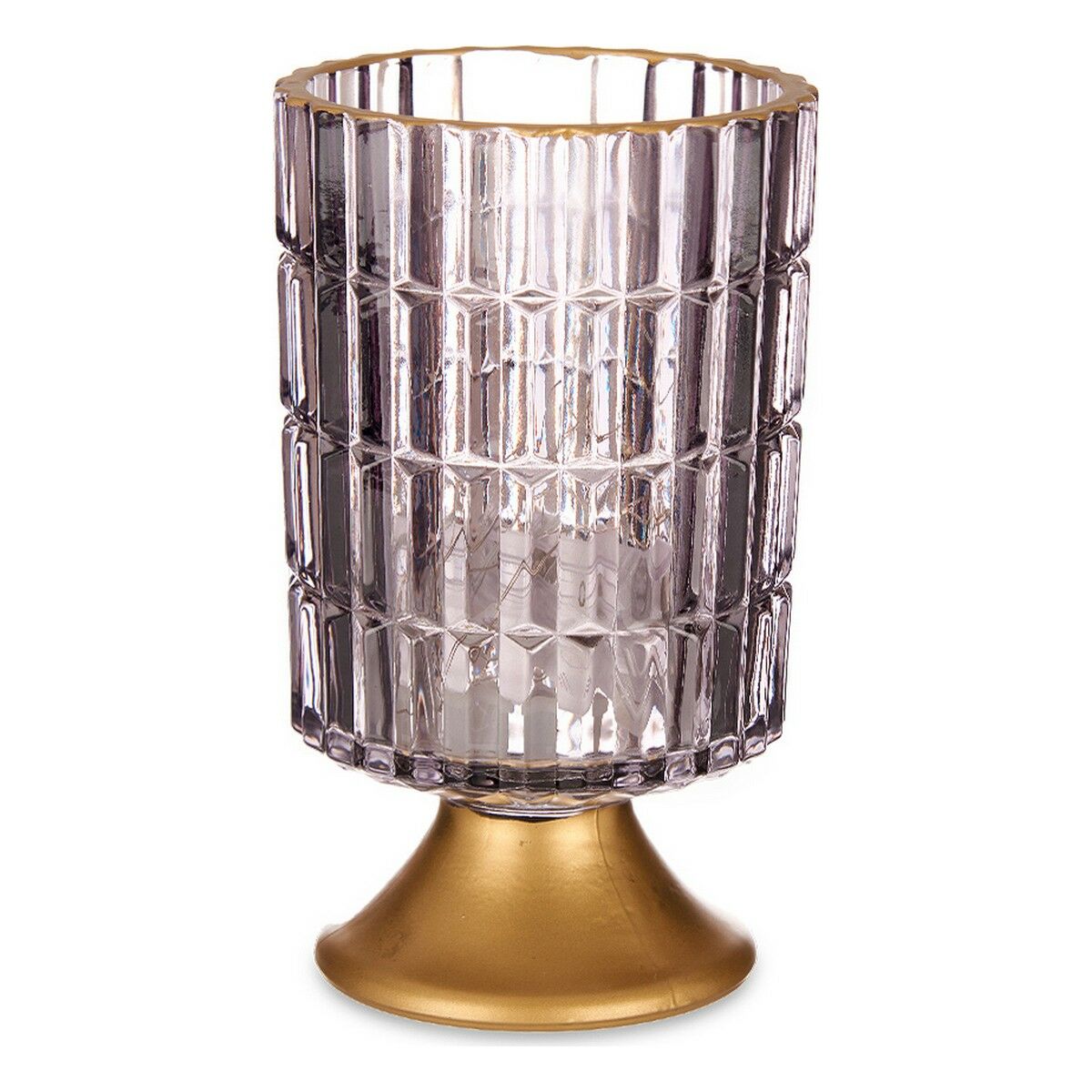 LED-lykta Gift Decor Grå Gyllene Metall Glas 10,7 x 18 x 10,7 cm