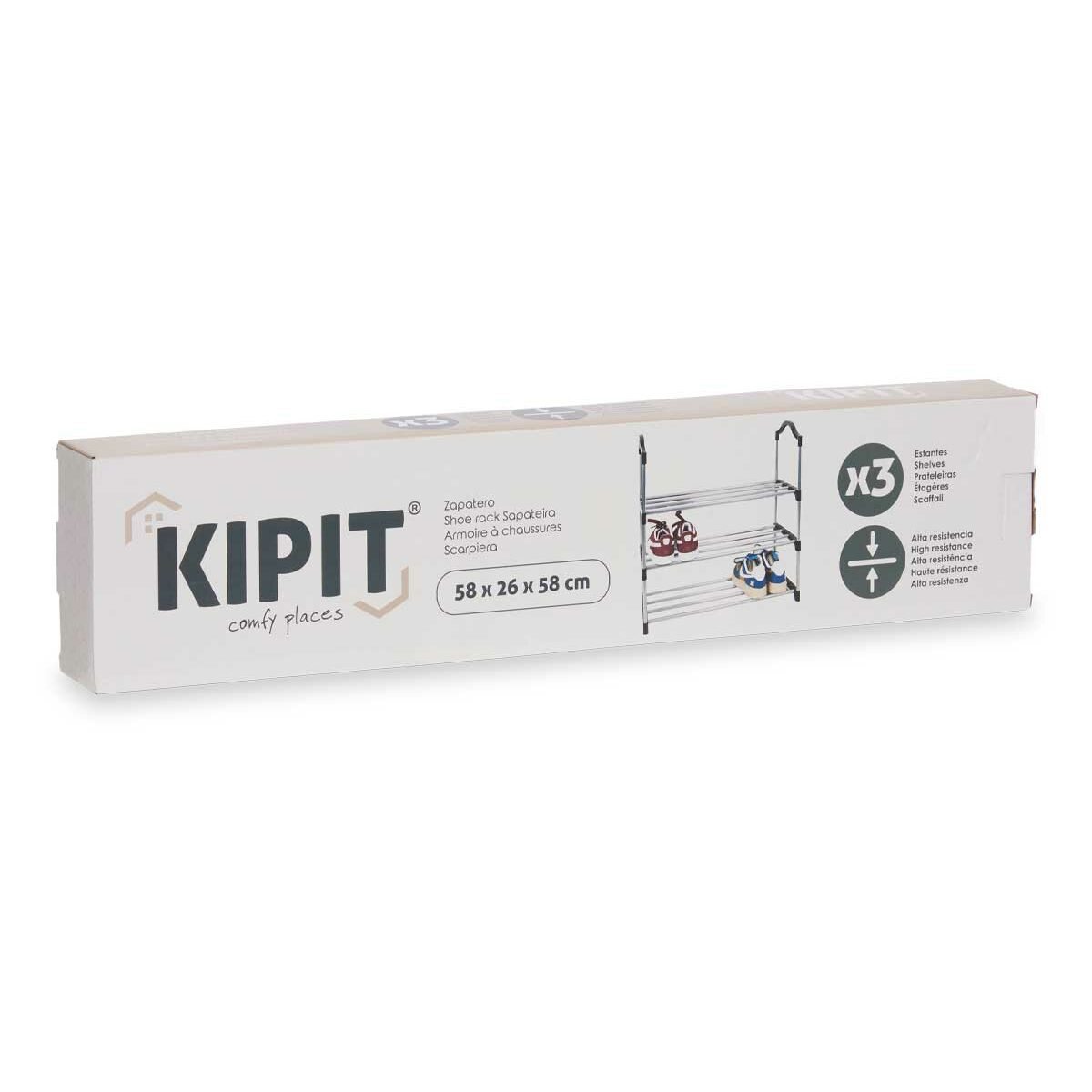 Skoställ Kipit 1064 Silvrig 58 x 26 x 58 cm 3 Hyllor - 4