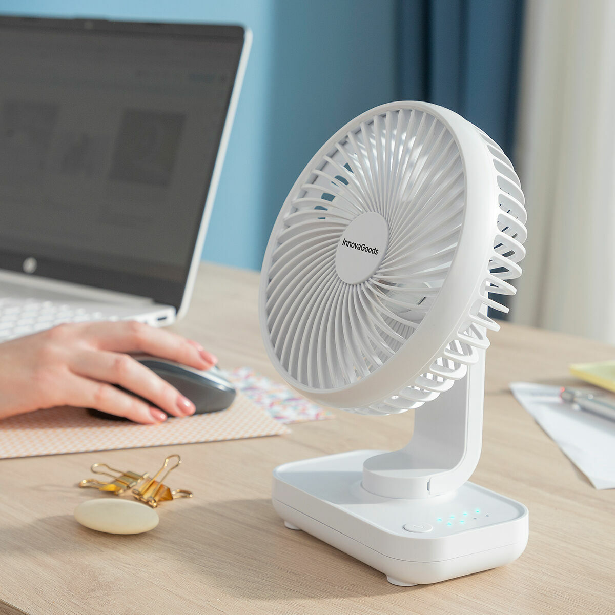 Laddningsbar Skrivbordsfläkt Fanrec InnovaGoods Ø5,4'' 3600 mAh / 13,3 W - 13