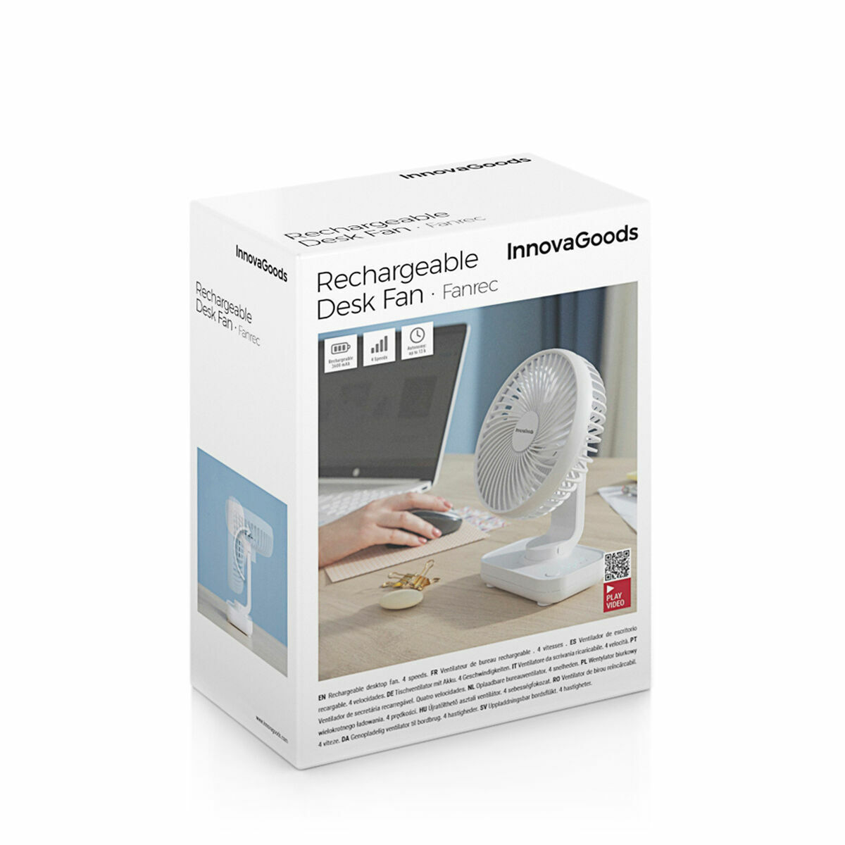 Laddningsbar Skrivbordsfläkt Fanrec InnovaGoods Ø5,4'' 3600 mAh / 13,3 W - 2