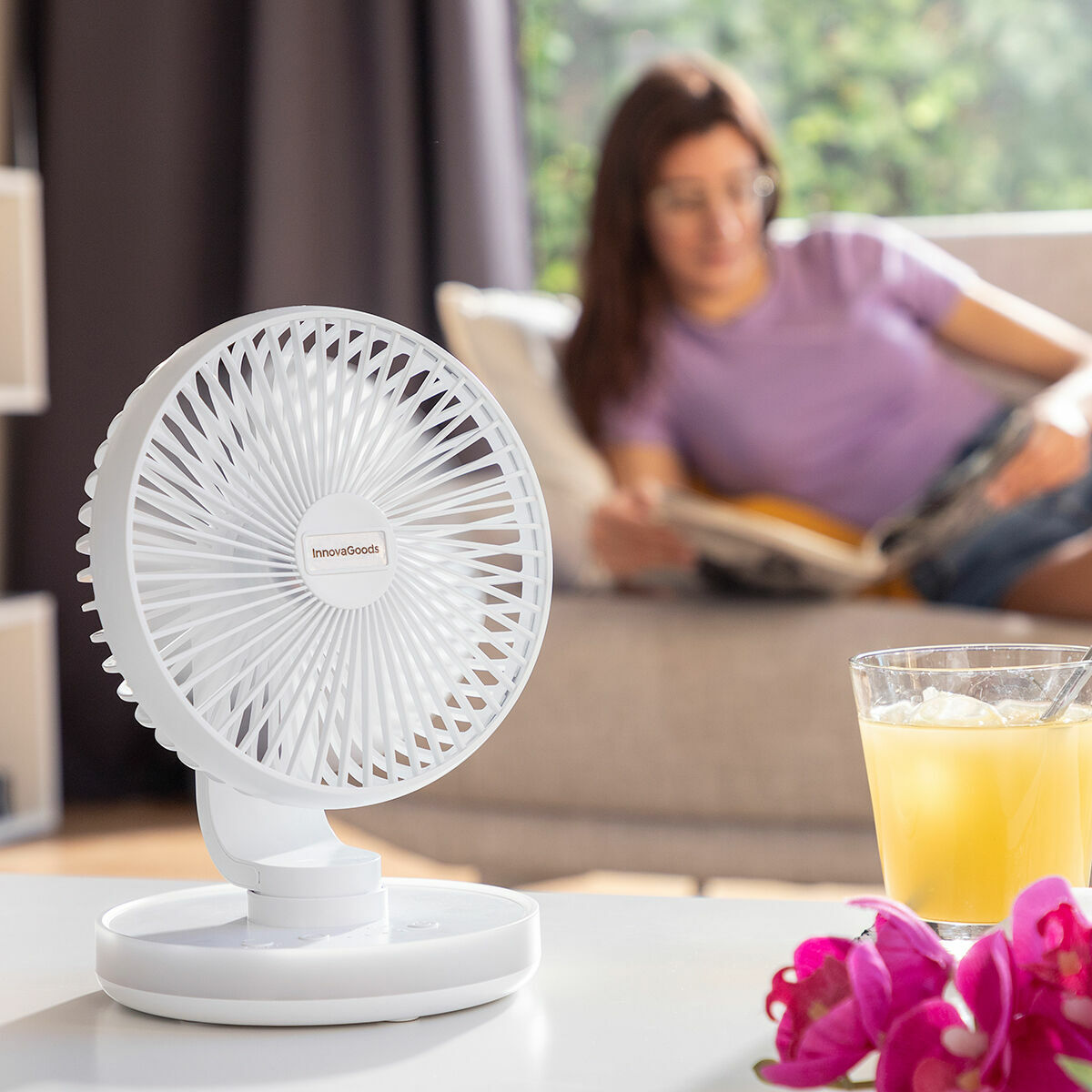 Laddningsbar Skrivbordsfläkt med LED FanLed InnovaGoods Ø6,6'' 4000 mAh - 21