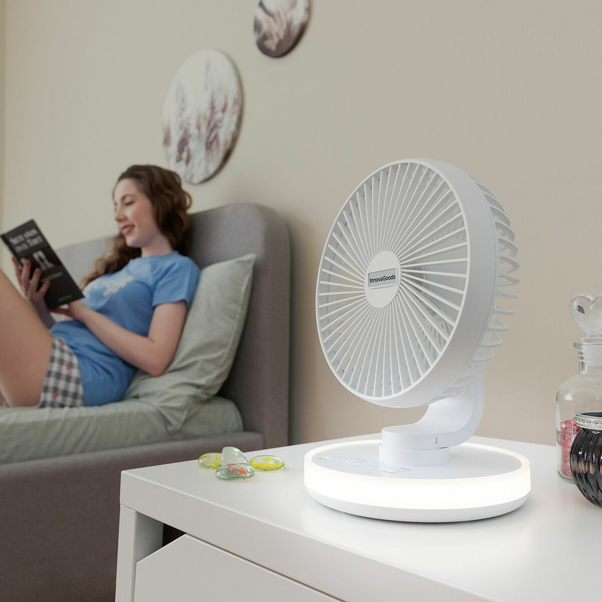 Laddningsbar Skrivbordsfläkt med LED FanLed InnovaGoods Ø6,6'' 4000 mAh - 8