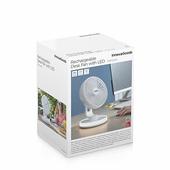 Laddningsbar Skrivbordsfläkt med LED FanLed InnovaGoods Ø6,6'' 4000 mAh