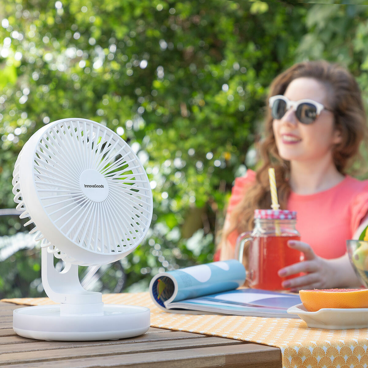 Laddningsbar Skrivbordsfläkt med LED FanLed InnovaGoods Ø6,6'' 4000 mAh - 12