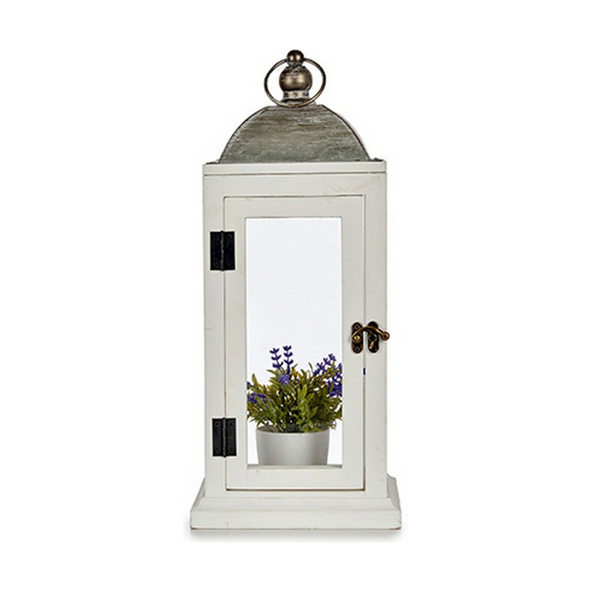 Lykta Gift Decor Vit Silvrig Trä Metall 18 x 43 x 18 cm (6 antal) - 3