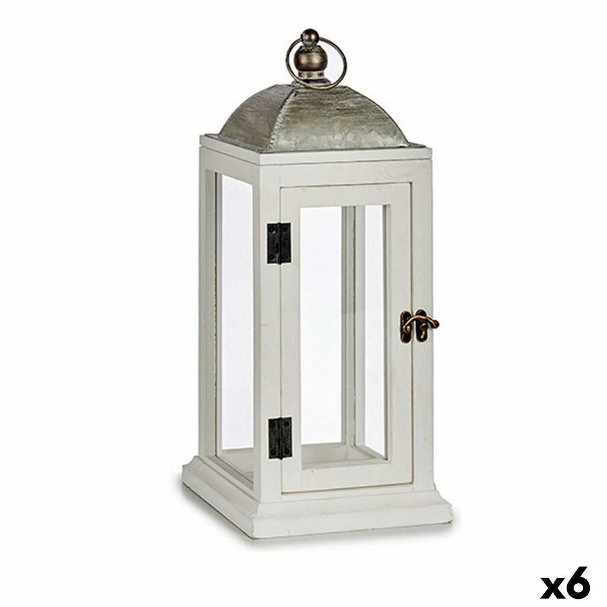 Lykta Gift Decor Vit Silvrig Trä Metall 18 x 43 x 18 cm (6 antal)