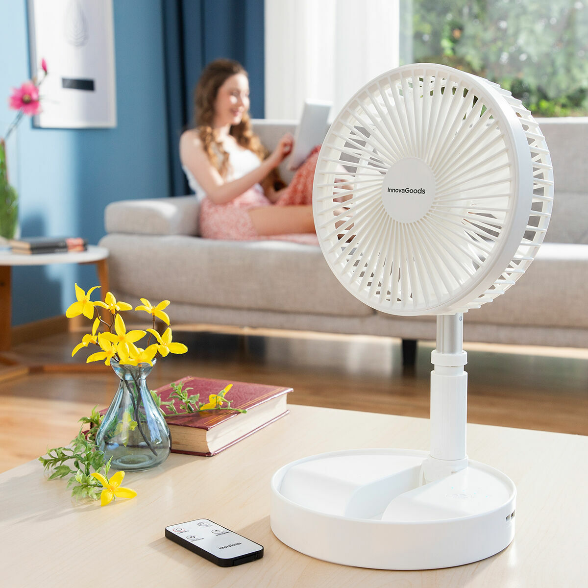 Hopfällbar Laddningsbar Fläkt 3-i-1 Fandle InnovaGoods Ø7,7'' 7200 mAh - 5