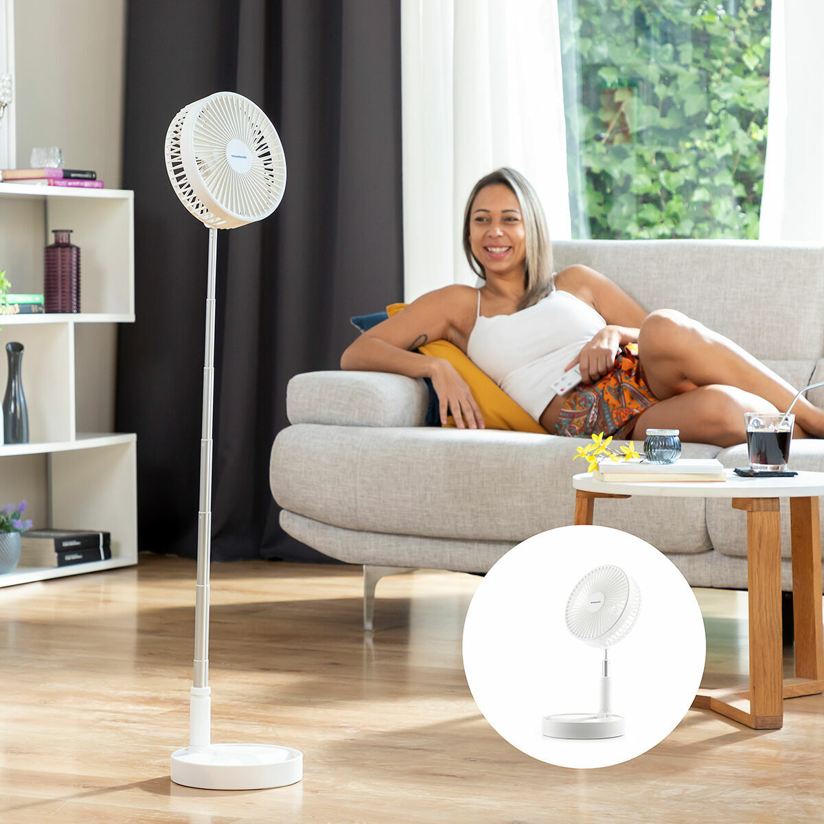Hopfällbar Laddningsbar Fläkt 3-i-1 Fandle InnovaGoods Ø7,7'' 7200 mAh - 14