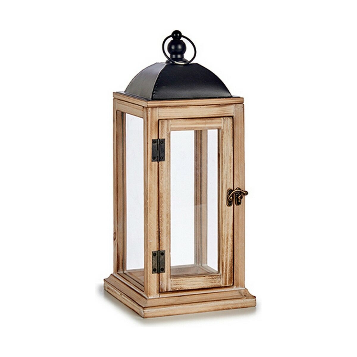 Lykta Gift Decor Svart Naturell Trä Metall Glas 18 x 43 x 18 cm 18,5 x 43 x 18,5 cm (6 antal) - 2