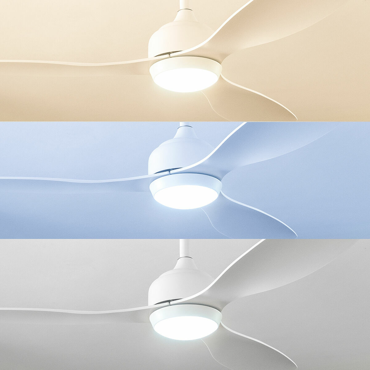 Takfläkt med LED-ljus och 3 ABS-blad Flaled InnovaGoods Vit 36 W 52" Ø132 cm - 12