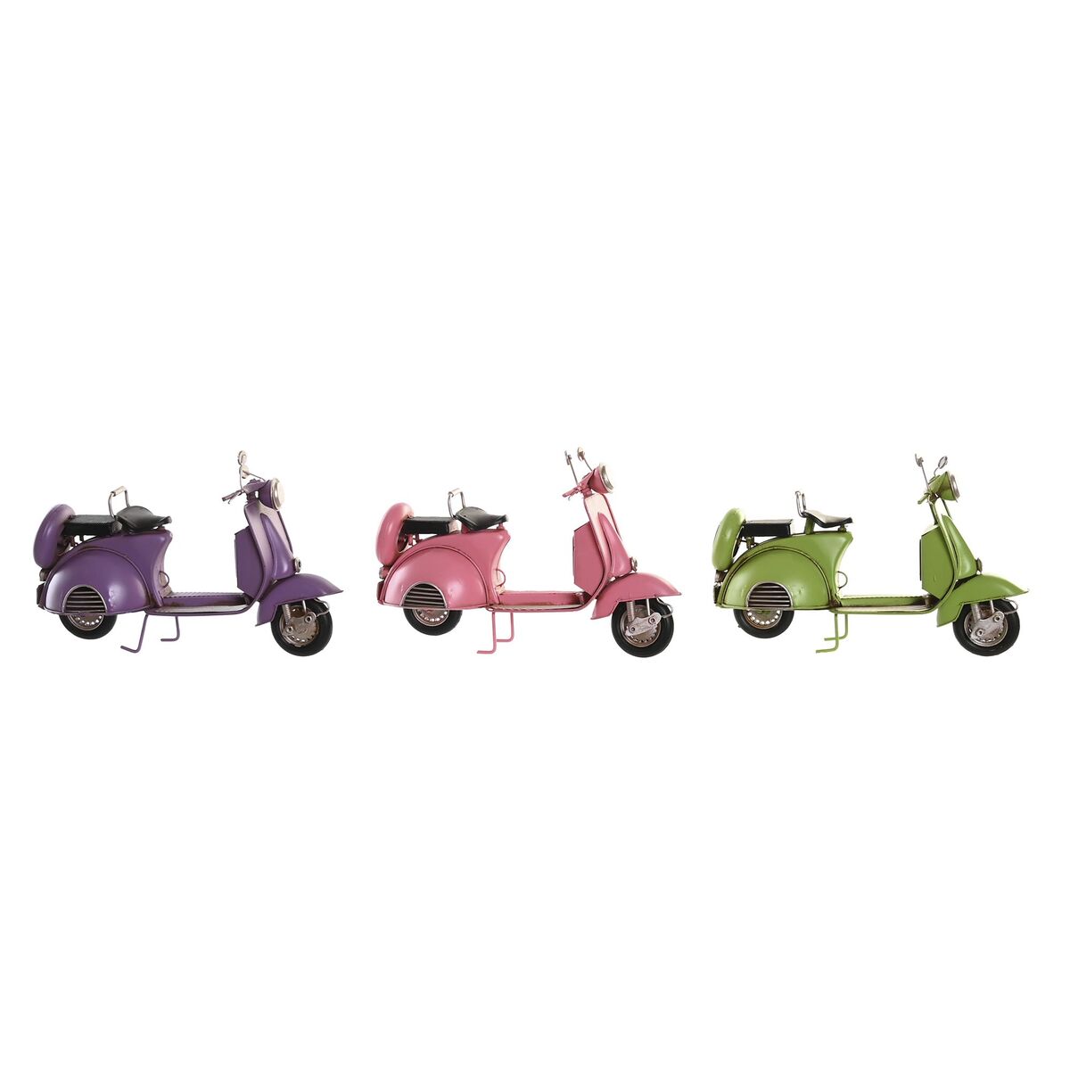 Prydnadsfigur DKD Home Decor 26 x 10 x 17 cm Rosa Lila Motorcykel Grön Vintage (3 Delar) - 3