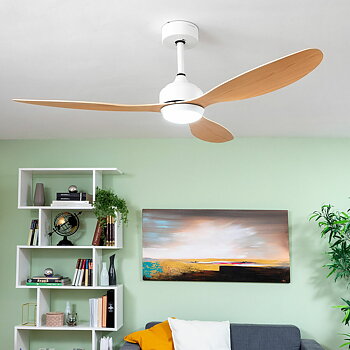 Takfläkt med LED-ljus och 3 ABS-blad Wuled InnovaGoods Trä 36 W 52" Ø132 cm