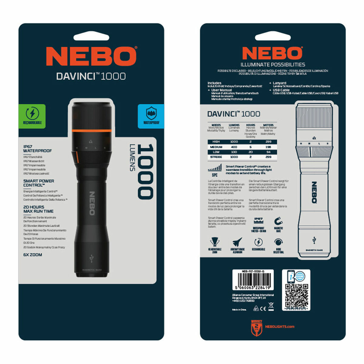 Uppladdningsbar LED-ficklampa Nebo Davinci™ 1000 1000 Lm - 6