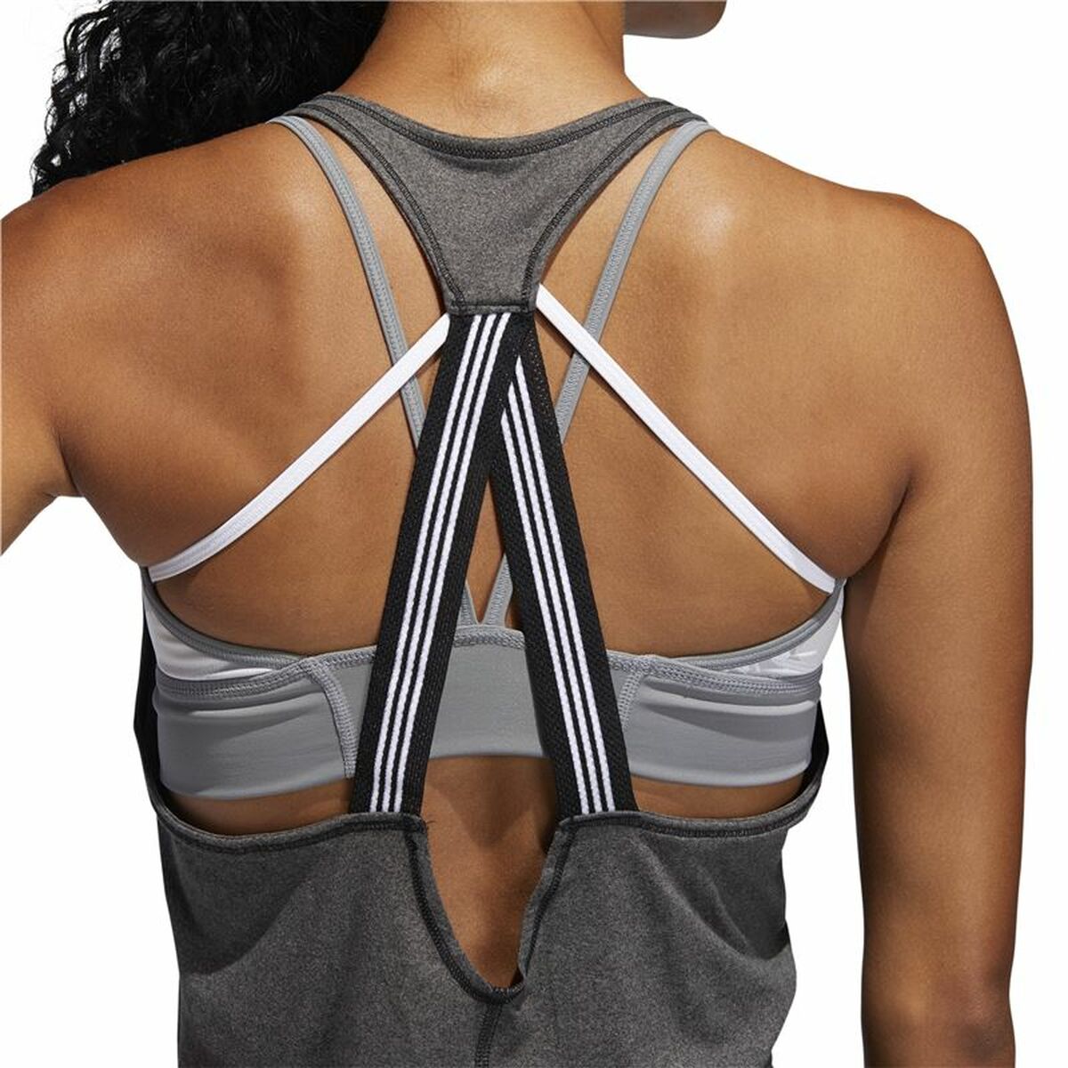 Ärmlös sporttröja Dam Adidas 3 Stripes Tank Mörkgrå - 3