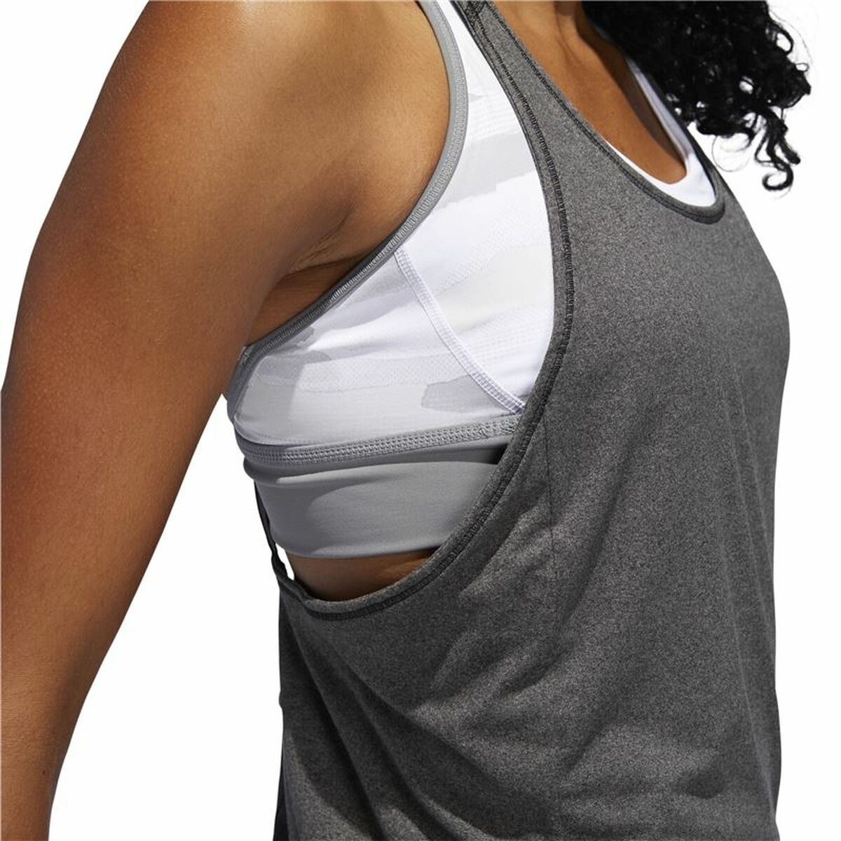 Ärmlös sporttröja Dam Adidas 3 Stripes Tank Mörkgrå - 4