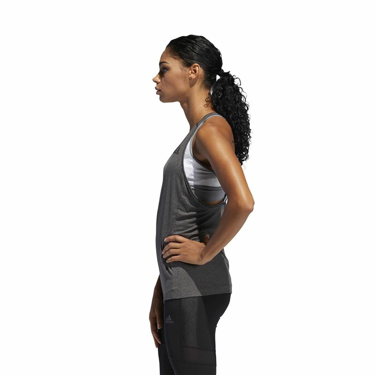 Ärmlös sporttröja Dam Adidas 3 Stripes Tank Mörkgrå - 8