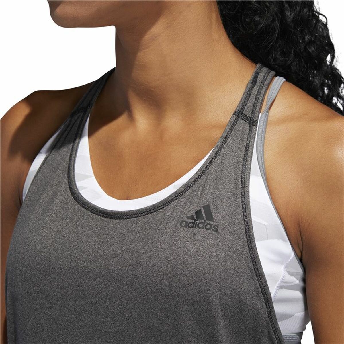 Ärmlös sporttröja Dam Adidas 3 Stripes Tank Mörkgrå - 2