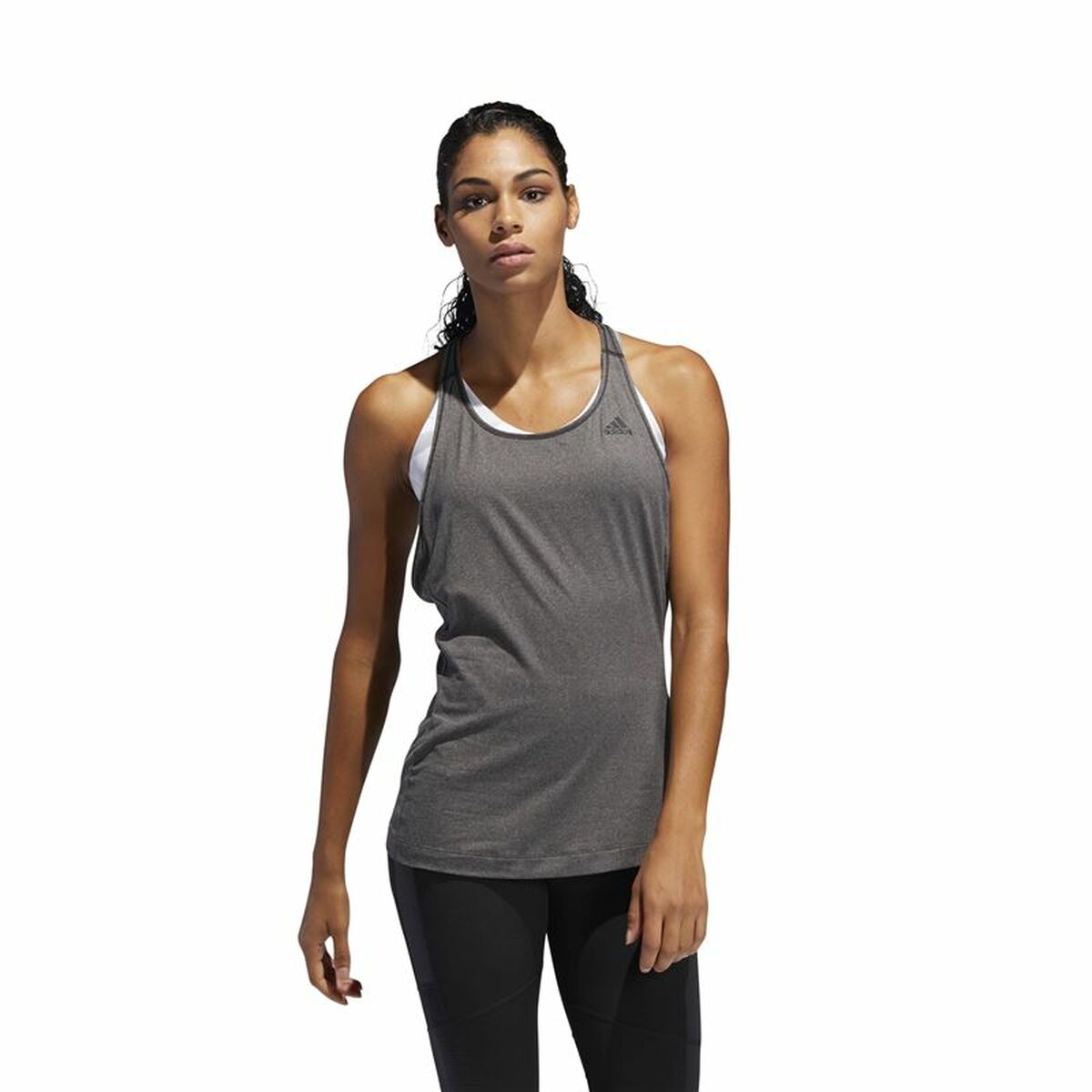 Ärmlös sporttröja Dam Adidas 3 Stripes Tank Mörkgrå - 6