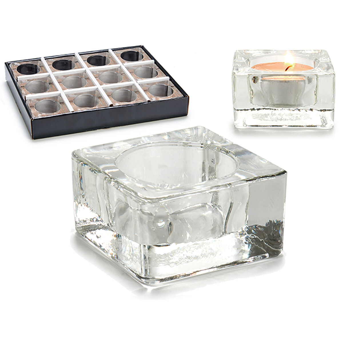 Ljusstakar Gift Decor Transparent Glas 6 x 3 x 6 cm (12 antal) - 2