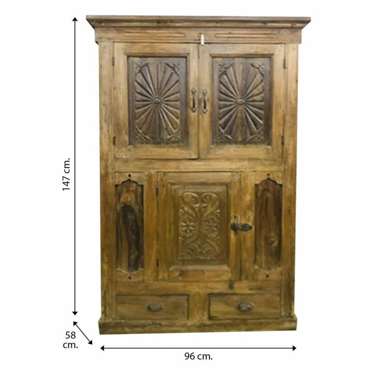 Skåp Alexandra House Living Brun Återvunnet Trä 58 x 147 x 96 cm - 4