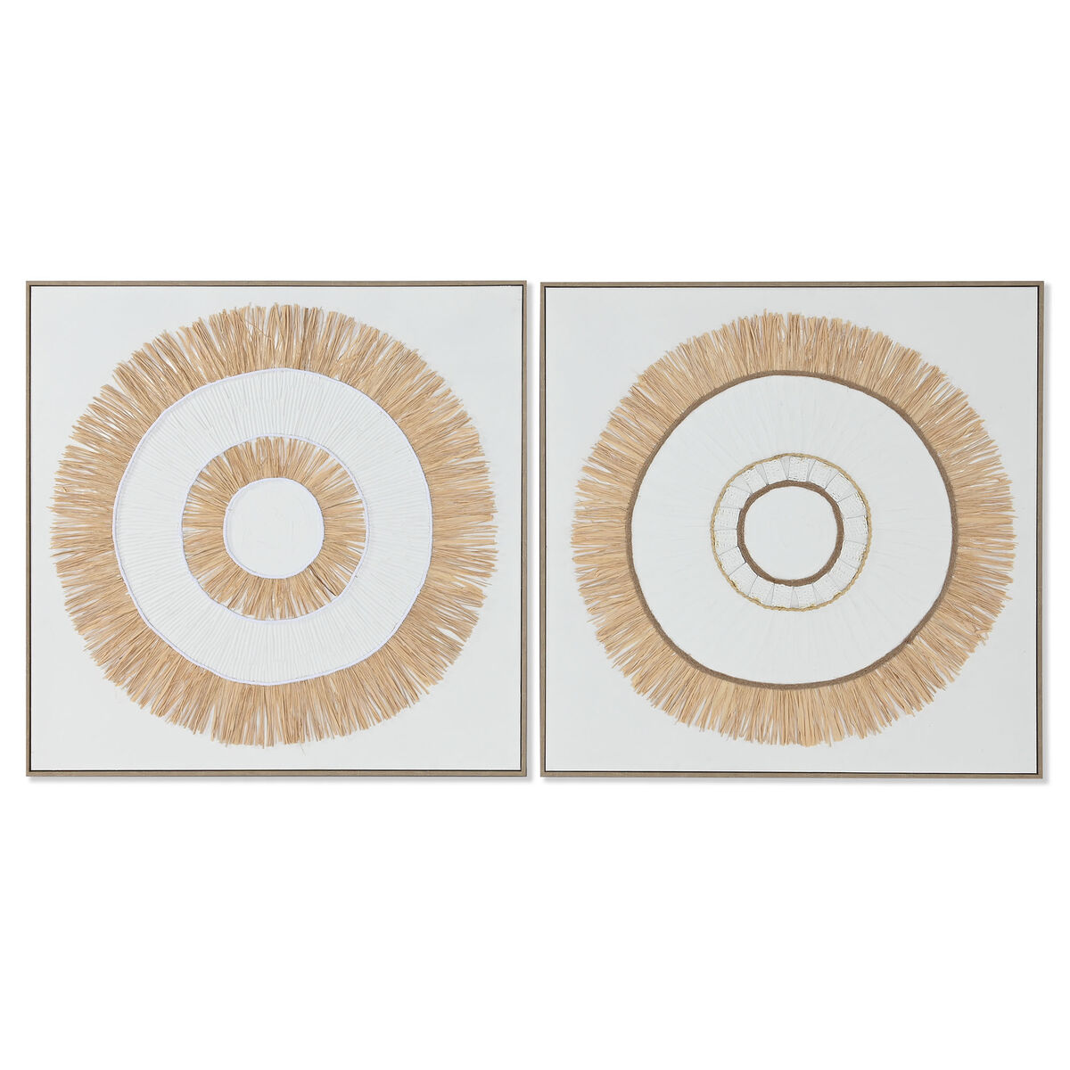 Kanvas Home ESPRIT Vit Naturell Boho 92 x 4,5 x 92 cm (2 antal)