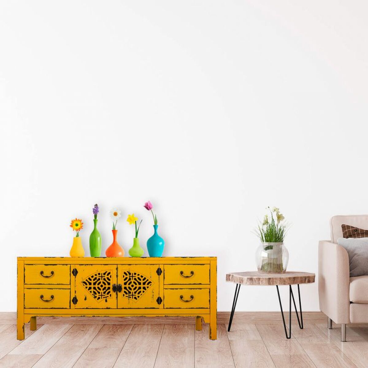 Flerfunktionslådor Alexandra House Living Gul Granträ Trä MDF 40 x 50 x 120 cm - 2