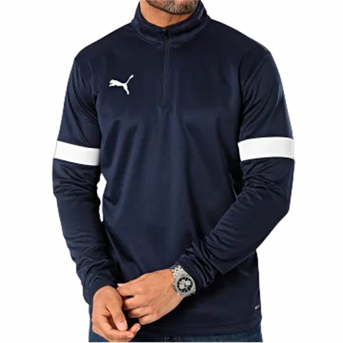 Tröja utan huva Herr Puma individualRISE 1/4 Z Navy