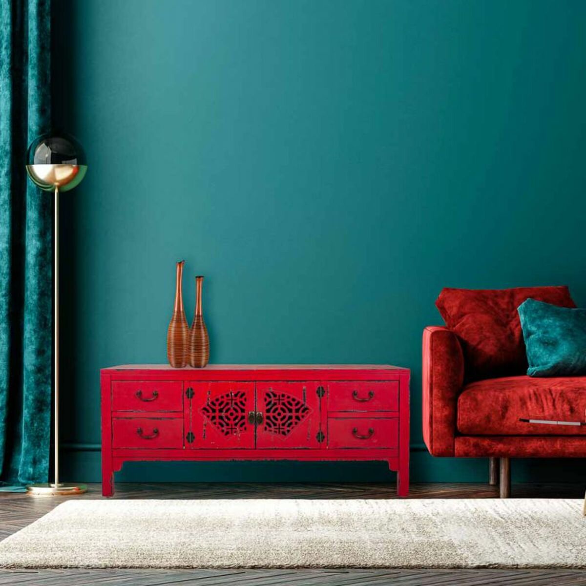 Flerfunktionslådor Alexandra House Living Röd Granträ Trä MDF 40 x 50 x 120 cm - 2