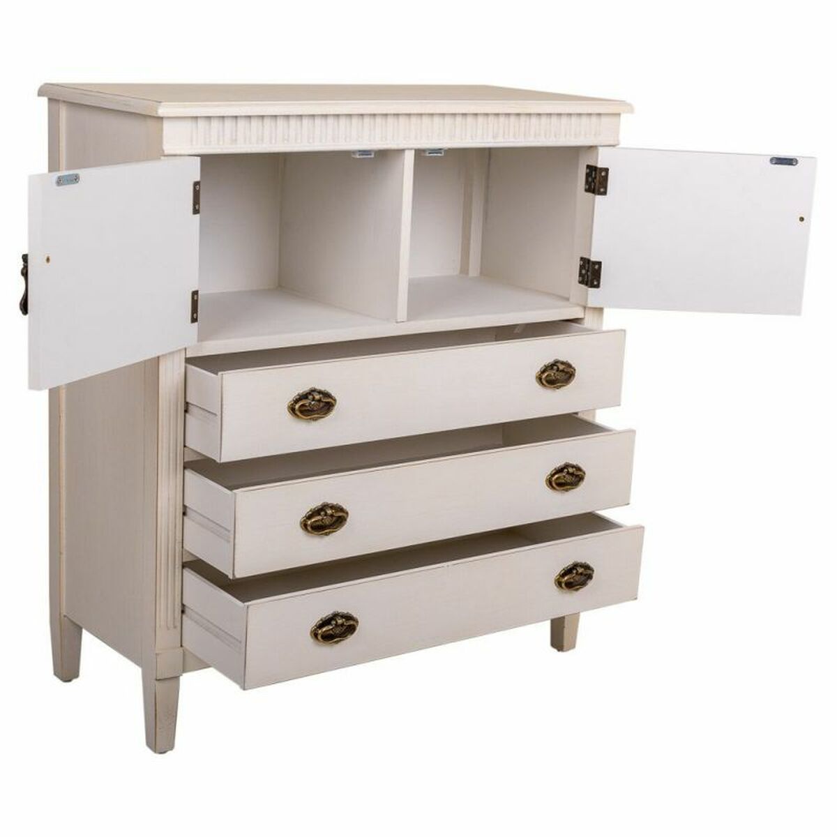 Kommod Alexandra House Living Vit Rattan Granträ Trä MDF 36 x 90 x 82 cm - 6