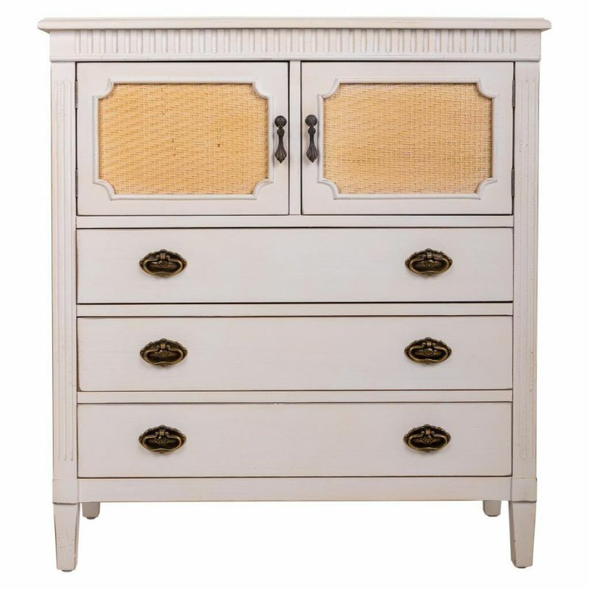 Kommod Alexandra House Living Vit Rattan Granträ Trä MDF 36 x 90 x 82 cm - 7