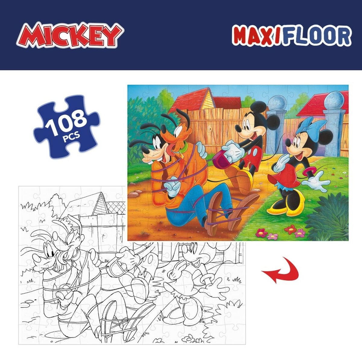 Barnpussel Mickey Mouse Dubbelsidig 108 Delar 70 x 1,5 x 50 cm (6 antal) - 3