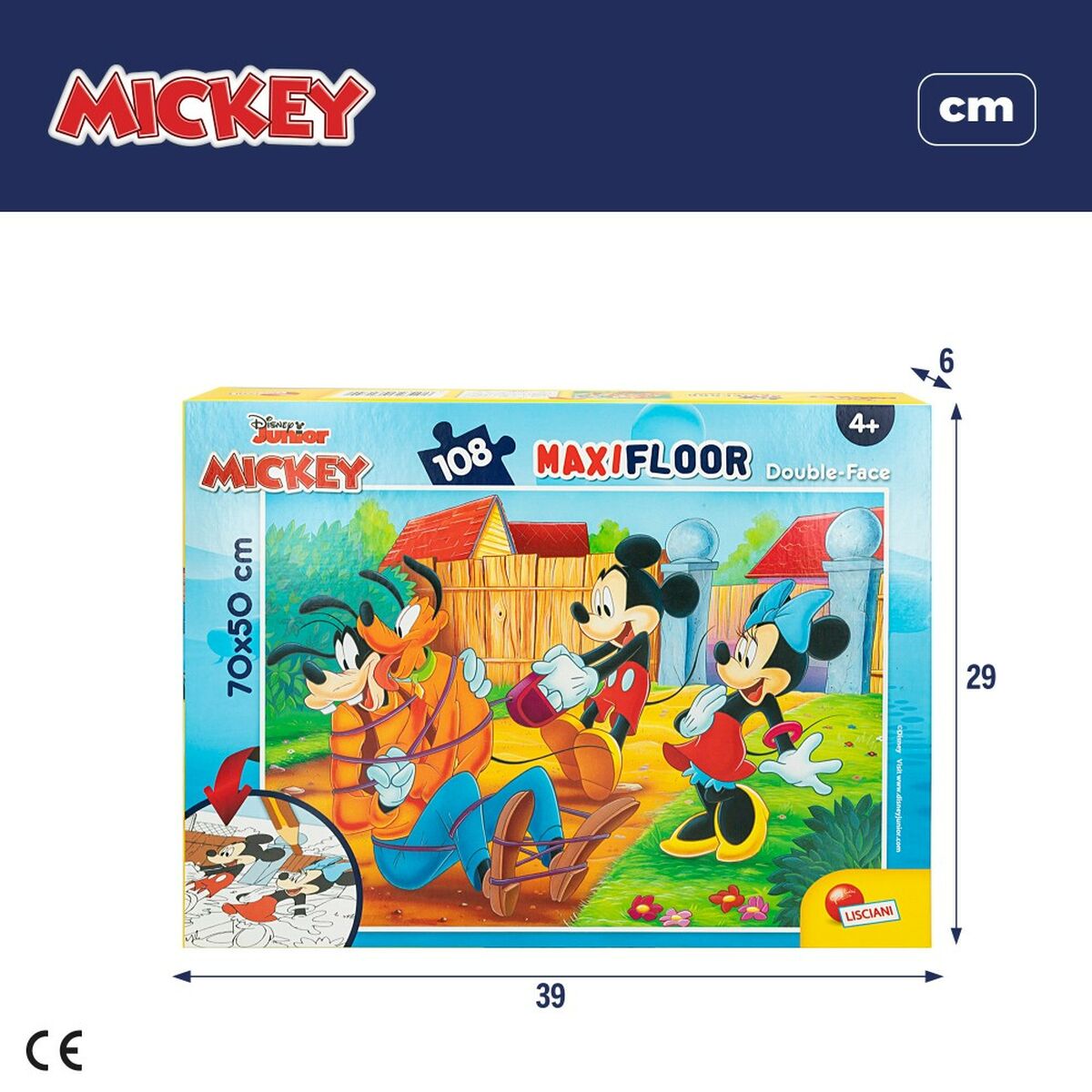 Barnpussel Mickey Mouse Dubbelsidig 108 Delar 70 x 1,5 x 50 cm (6 antal) - 7