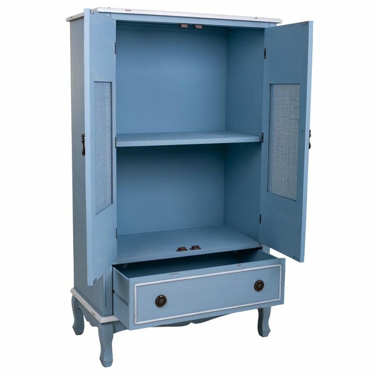 Skåp Alexandra House Living Blå Rattan Granträ Trä MDF 42 x 138 x 80 cm - 3