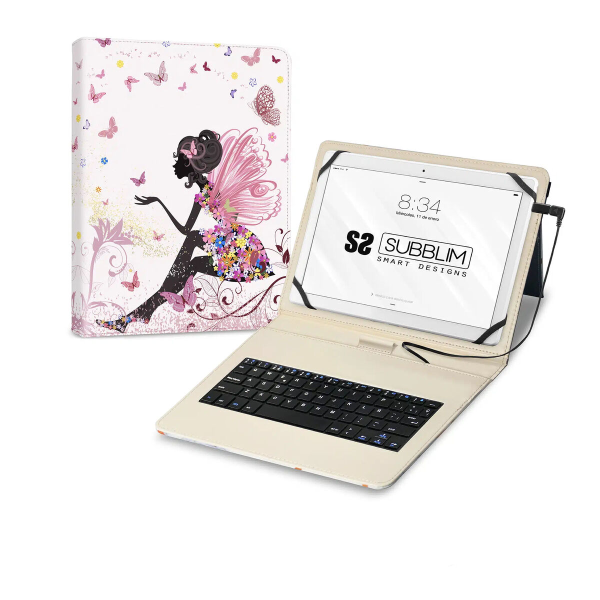 Bluetooth-tangentbord med tabletthållare Subblim SUBKT1-USB052 Qwerty Spanska Multicolour spanska