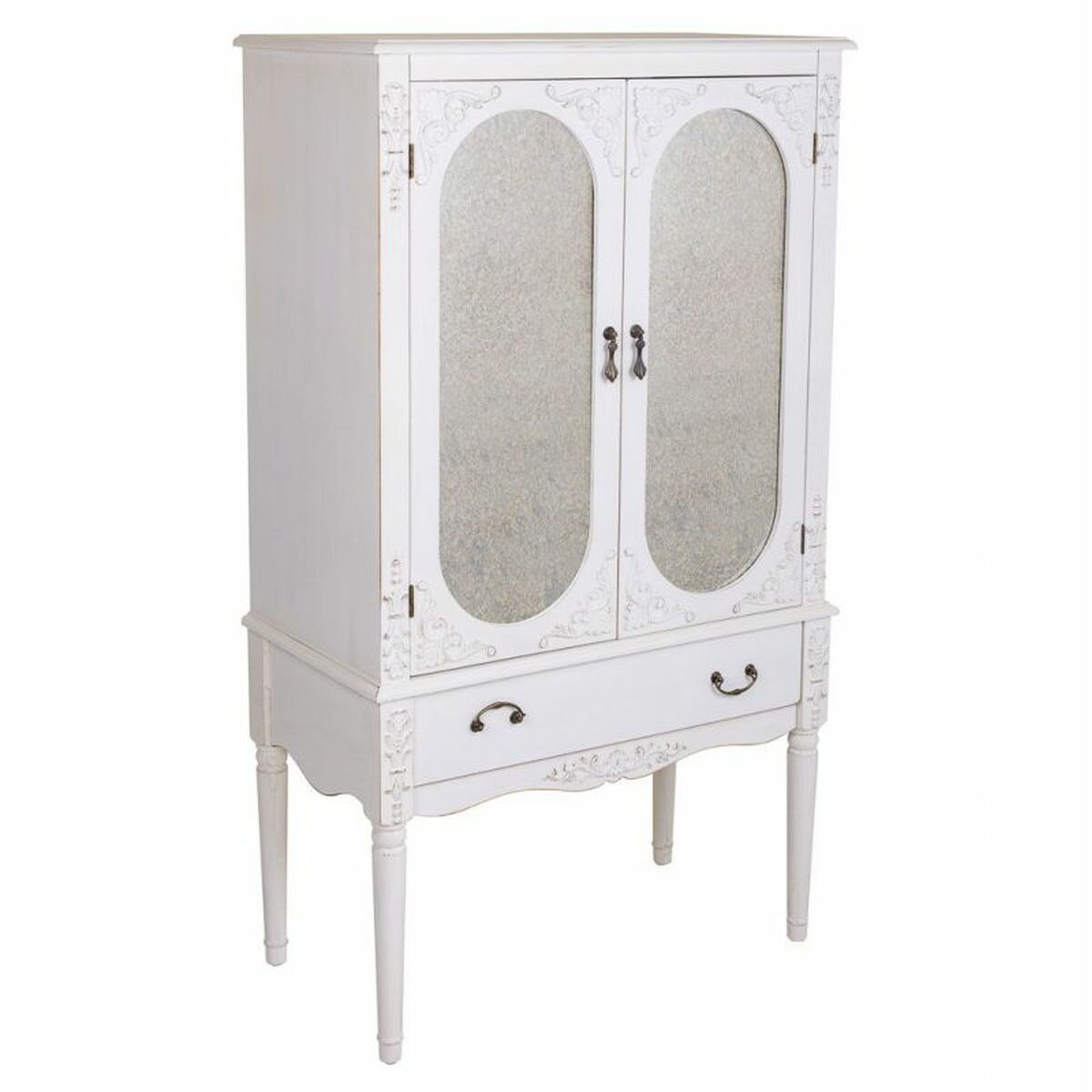 Skåp Alexandra House Living Vit Glas Granträ Trä MDF 12 x 140 x 80 cm