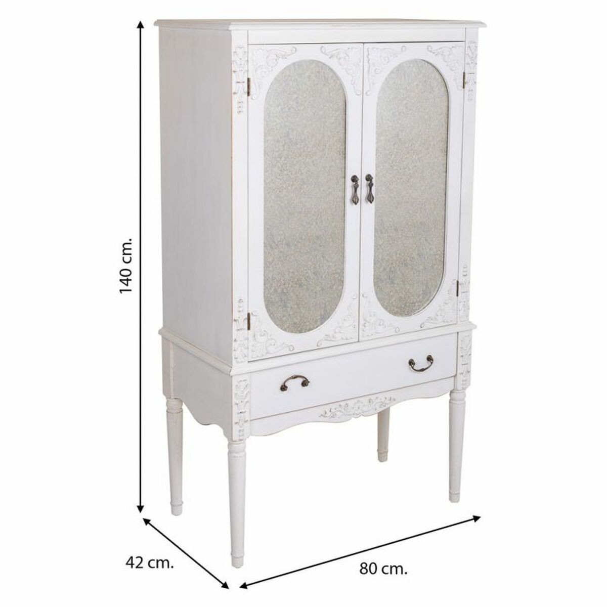 Skåp Alexandra House Living Vit Glas Granträ Trä MDF 12 x 140 x 80 cm - 6