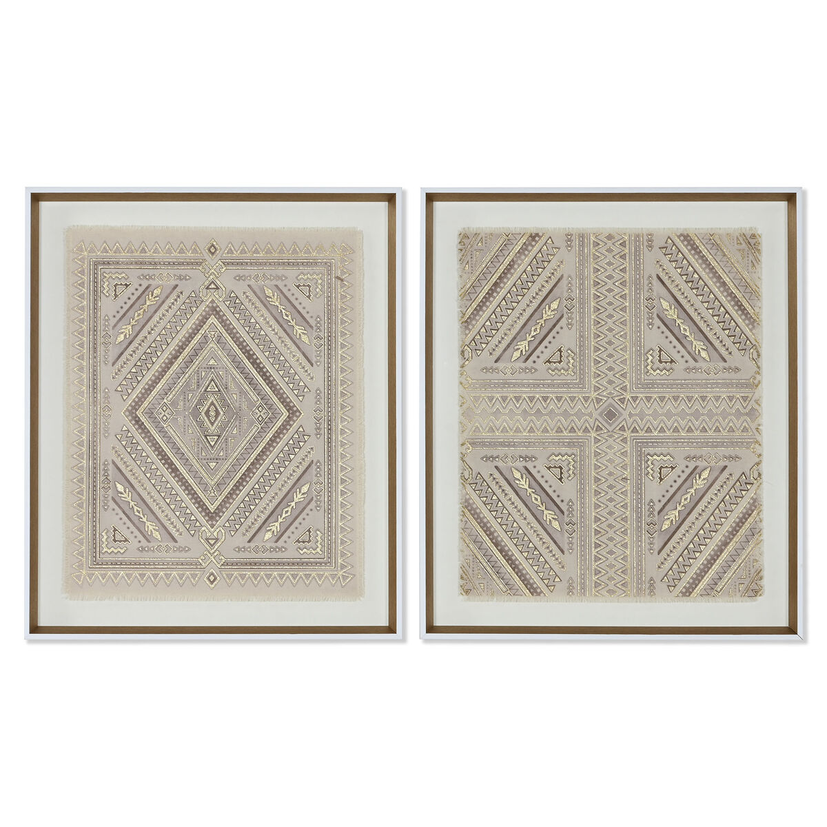 Kanvas Home ESPRIT Vit Naturell Boho 50 x 3,8 x 60 cm (2 antal)