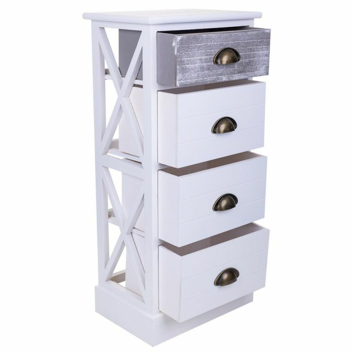 Byrå Alexandra House Living Vit Paulowniaträ Trä MDF 25 x 76 x 35 cm - 2