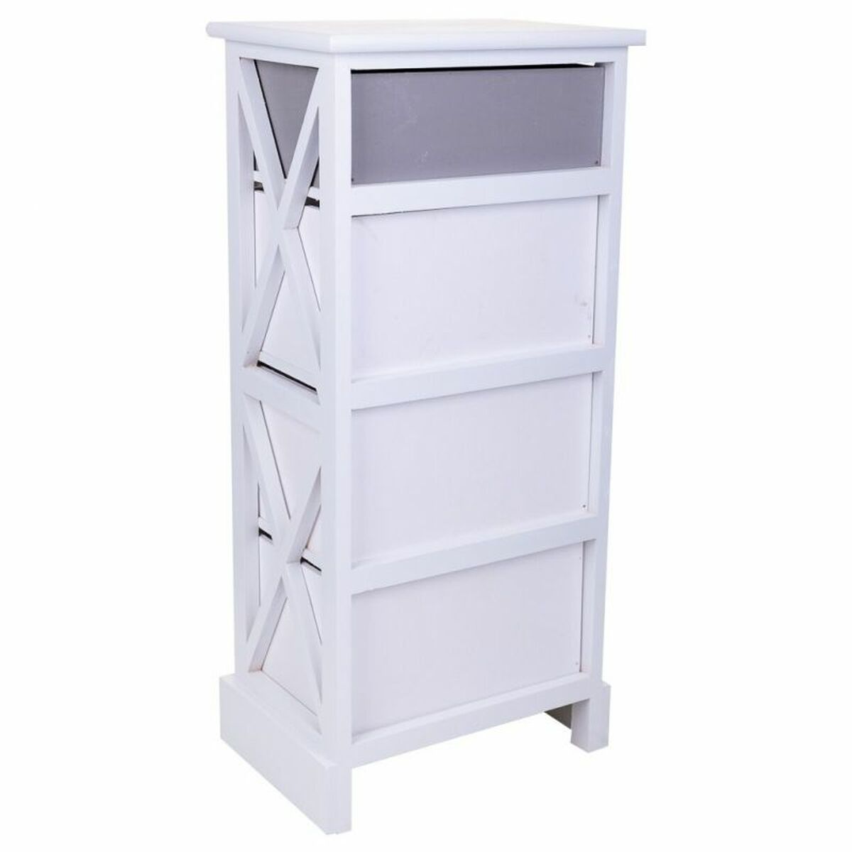 Byrå Alexandra House Living Vit Paulowniaträ Trä MDF 25 x 76 x 35 cm - 5