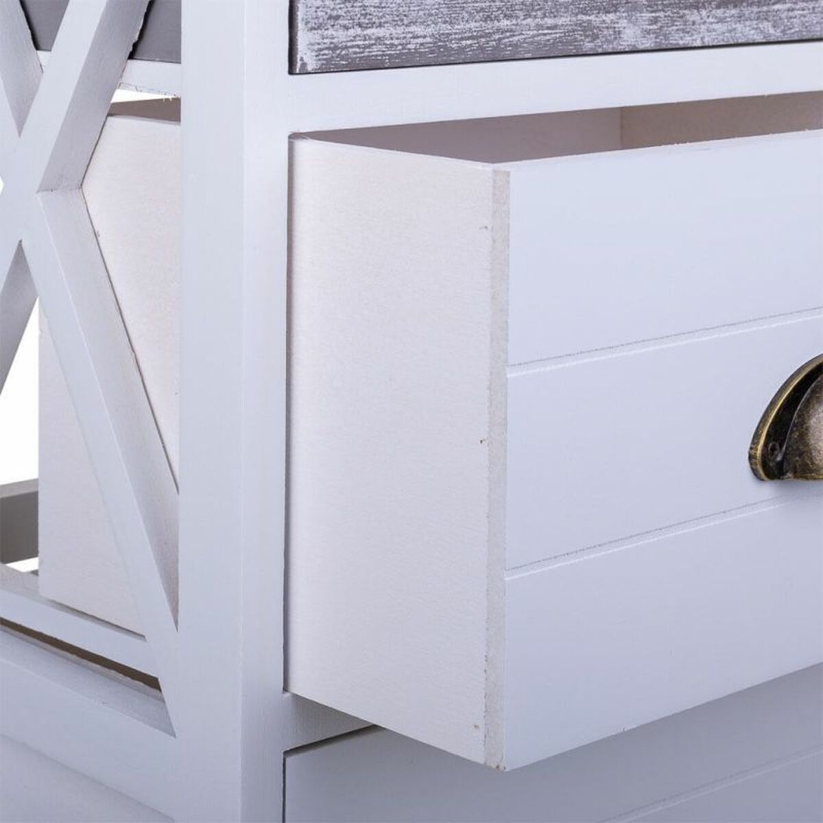 Byrå Alexandra House Living Vit Paulowniaträ Trä MDF 25 x 76 x 35 cm - 6
