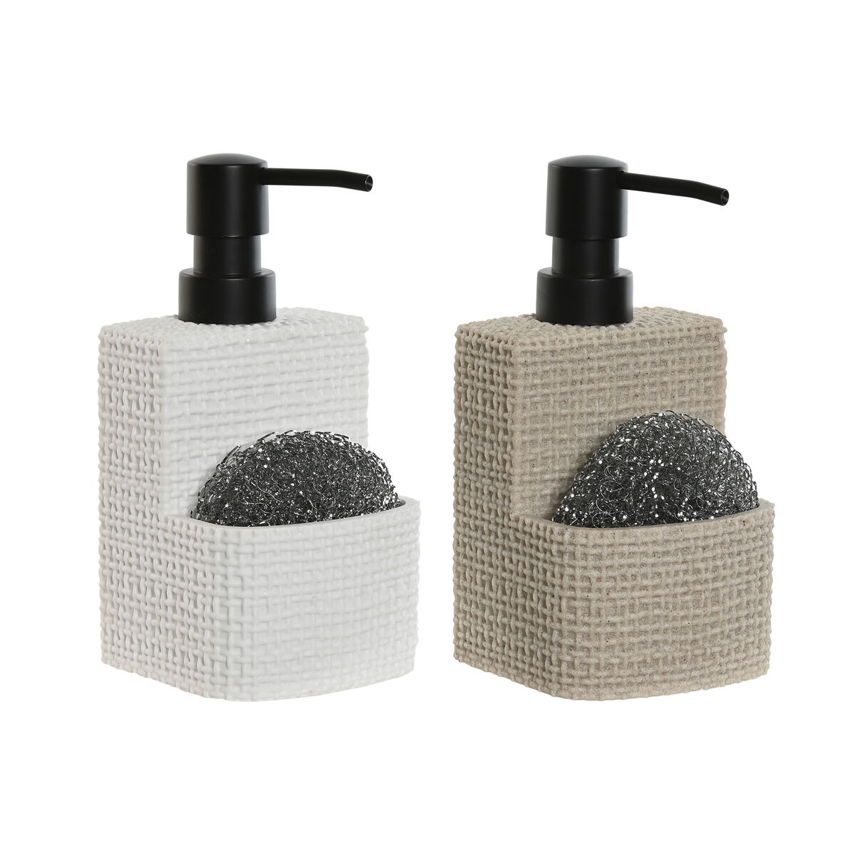Tvåldispenser Home ESPRIT Svart Beige Ljusgrå Harts Marmor 9 x 8 x 18 cm (2 antal)