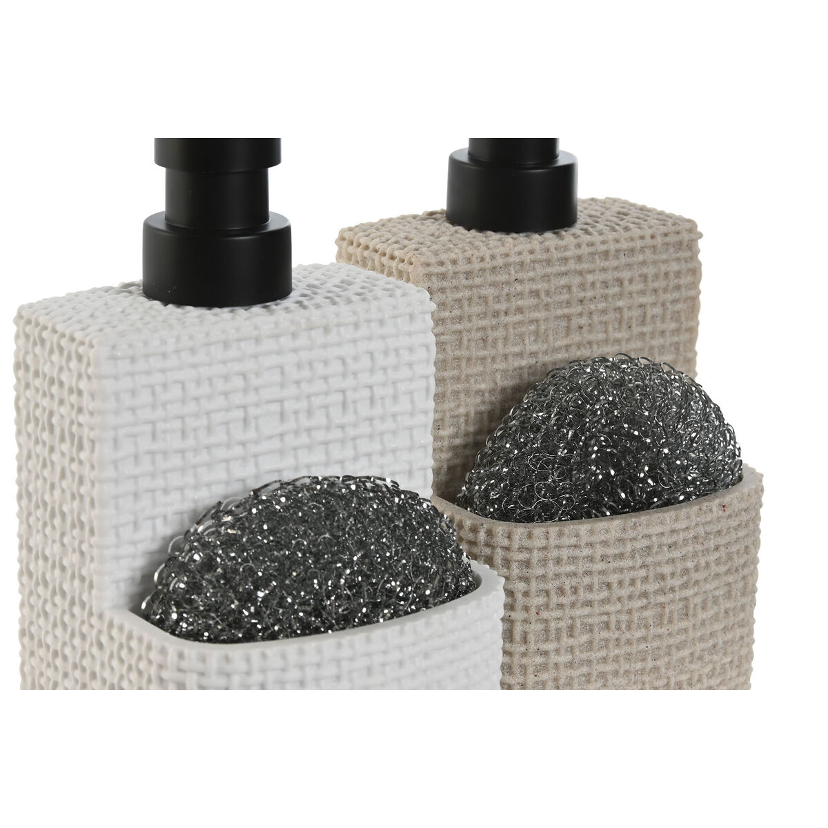 Tvåldispenser Home ESPRIT Svart Beige Ljusgrå Harts Marmor 9 x 8 x 18 cm (2 antal) - 2