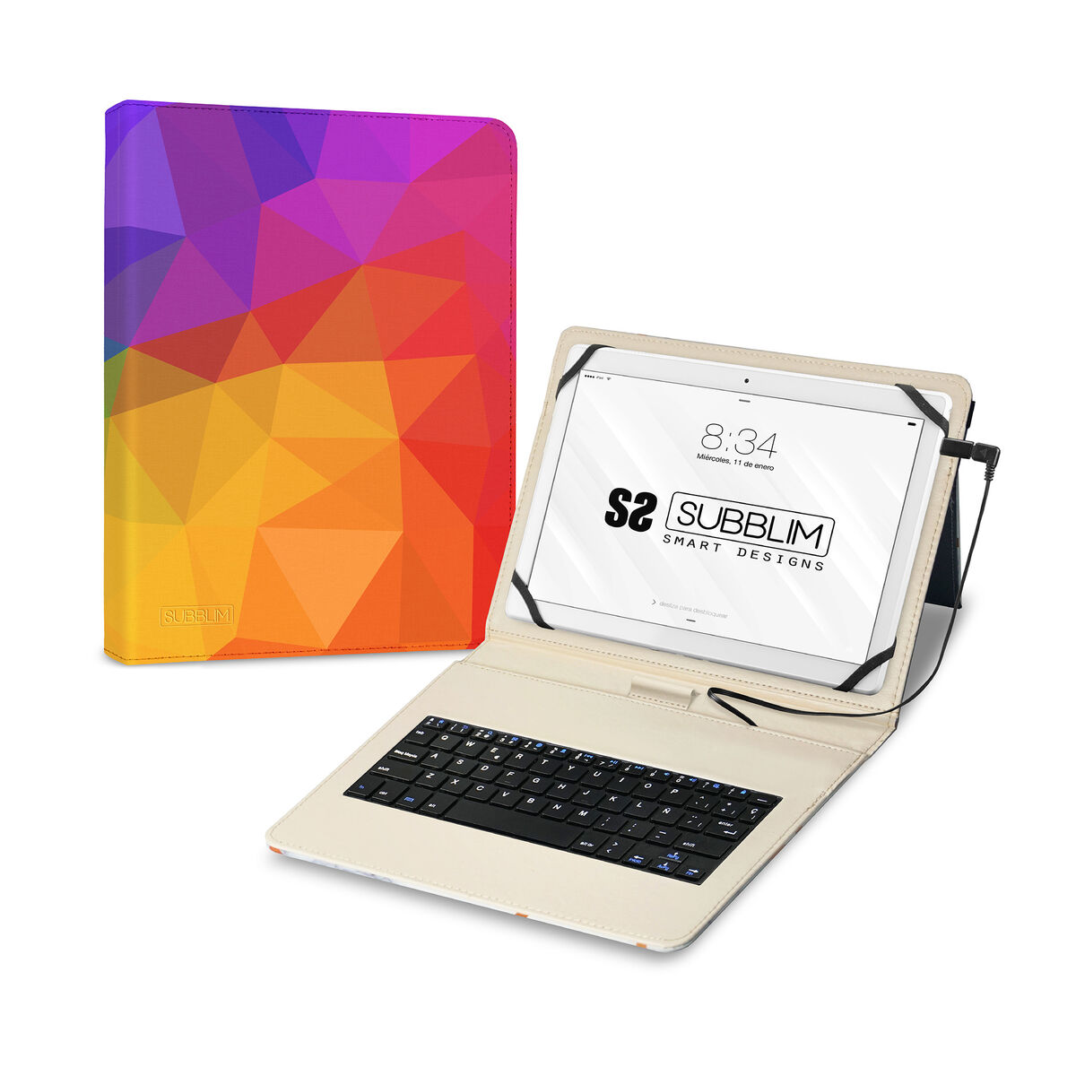 Bluetooth-tangentbord med tabletthållare Subblim SUBKT1-USB053 Qwerty Spanska Multicolour spanska - 2
