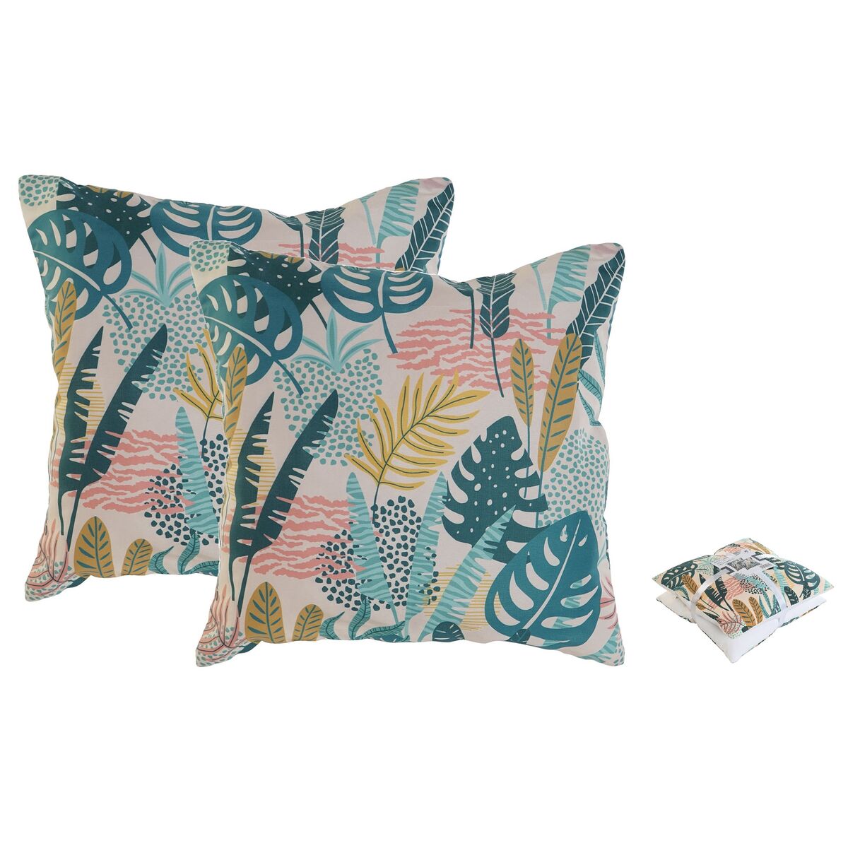 Set med dynor Home ESPRIT Djungel 45 x 5 x 45 cm (2 antal)