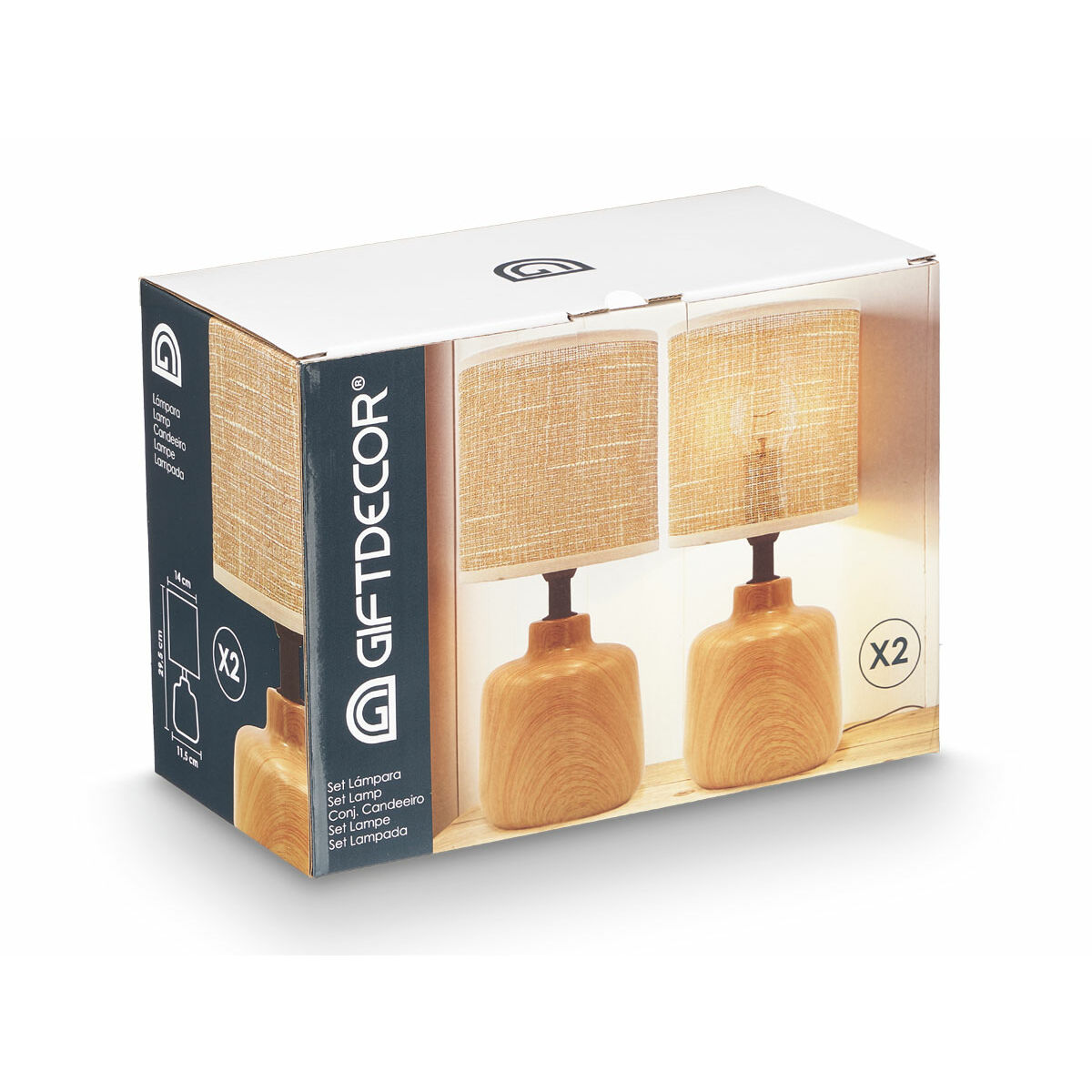 Bordslampa Gift Decor Brun 60 W 2 antal - 3