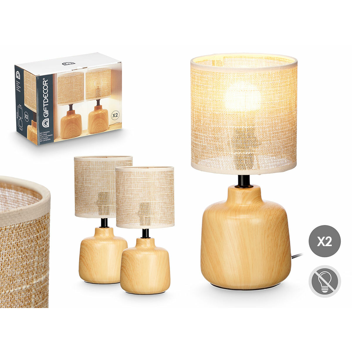 Bordslampa Gift Decor Brun 60 W 2 antal - 2